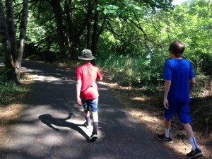 carter and gus walking from behind